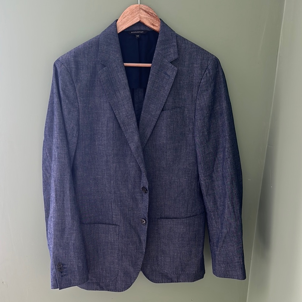Blue Banana Republic Blazer | Linen-Cotton Blend | Unlined | 38R